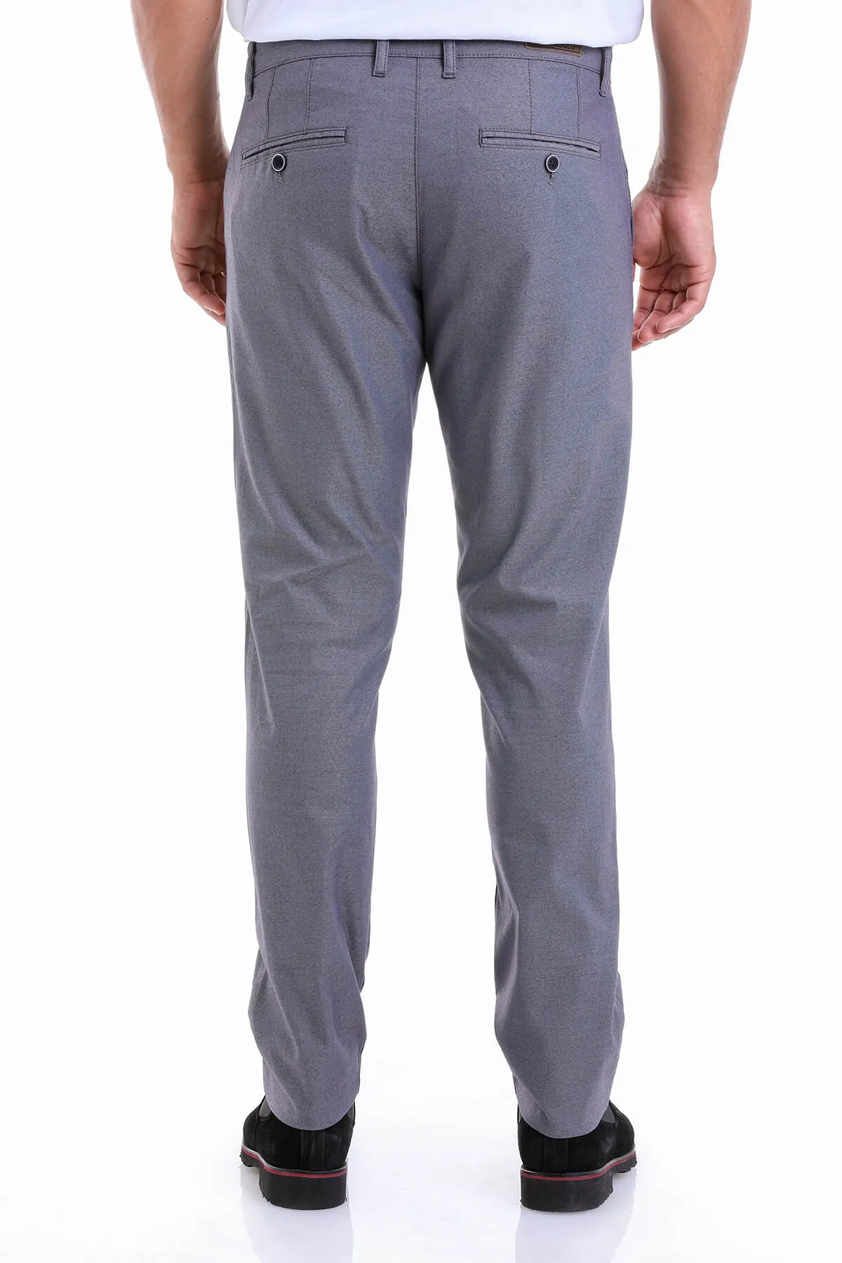 Regular Fit Side Pocket High Waist Gray Cotton Casual Pants