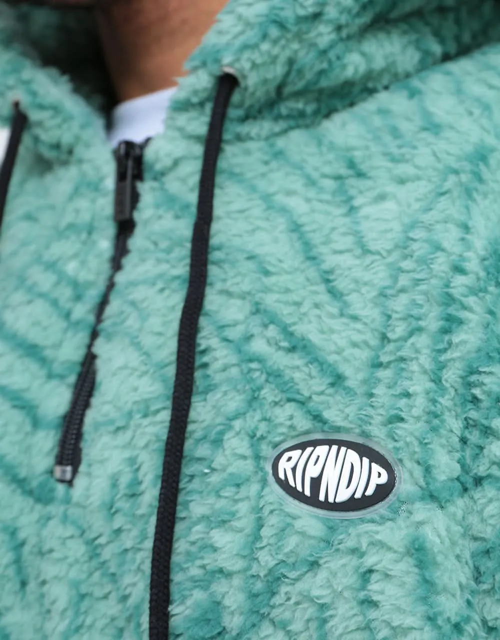 RIPNDIP Nermal Leaf Fluffy Sherpa Pullover Hoodie - Sage