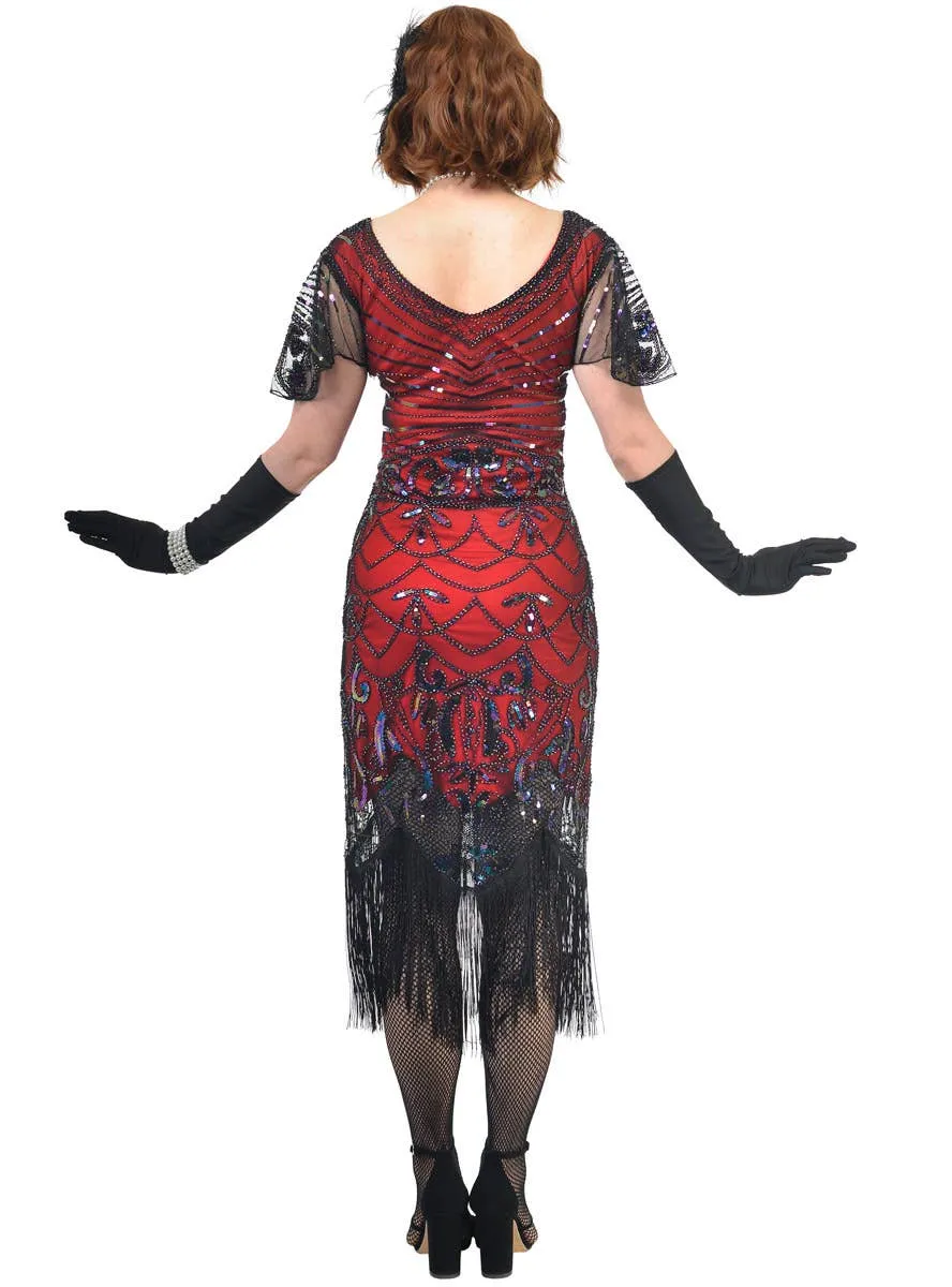 Roaring 20s Plus Size Womens Red and Black Gatsby Dress Costume