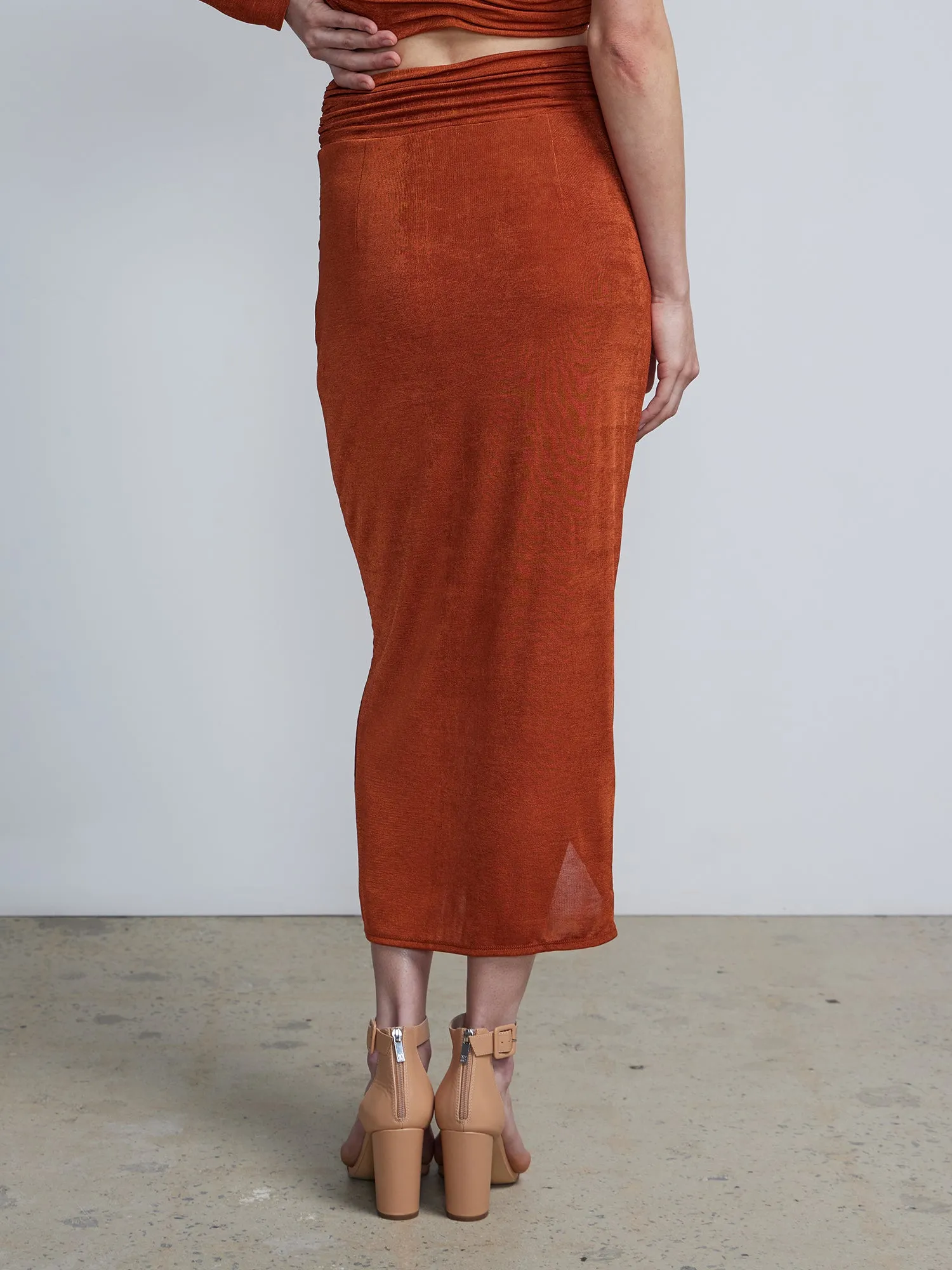 Ruched High Waist Maxi Skirt