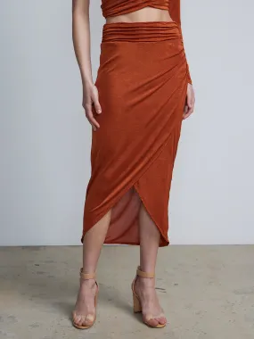 Ruched High Waist Maxi Skirt