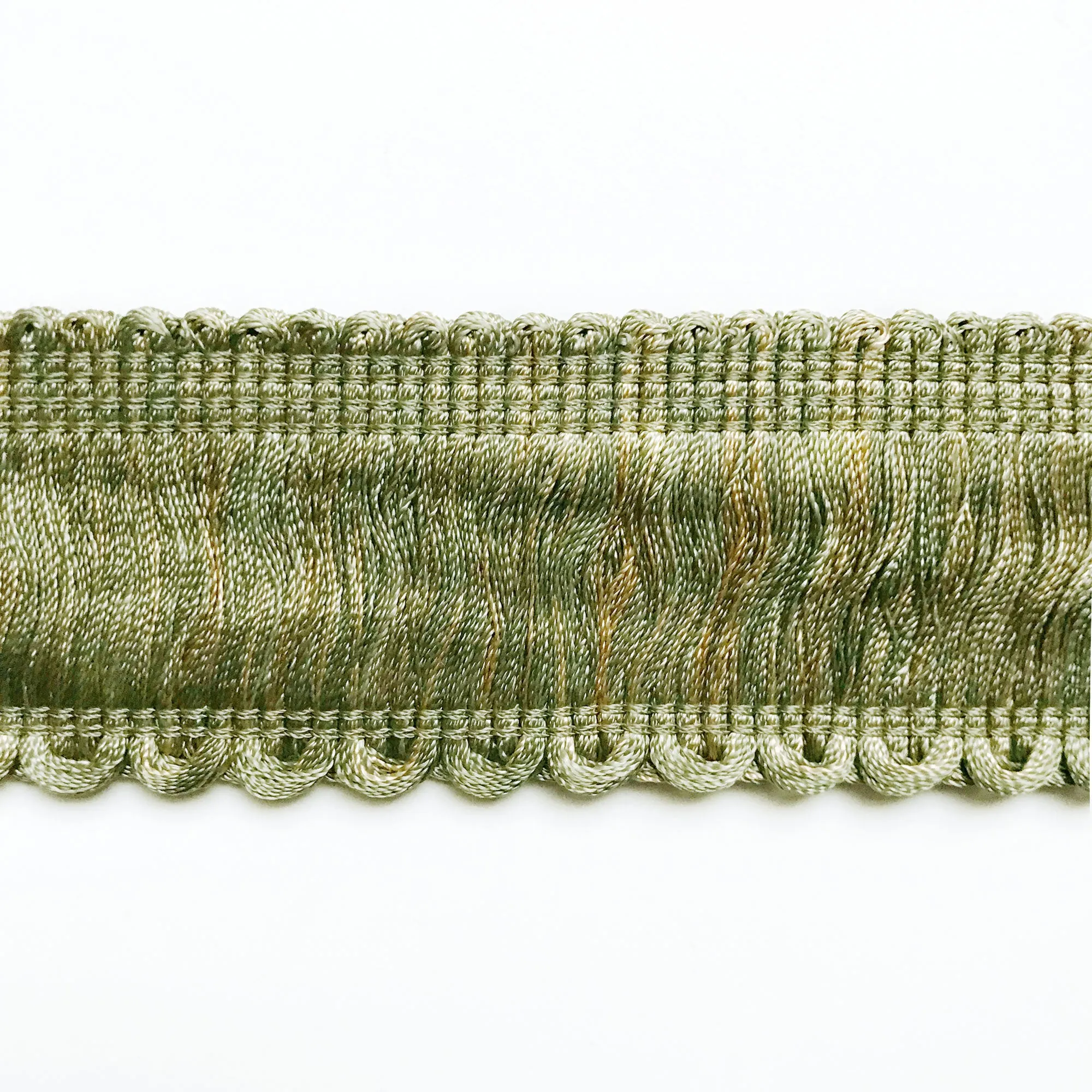 Sage and Tan High Quality Decorative Brush Fringe Trim by the yard