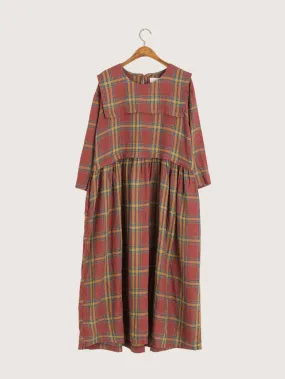 Sailor Collar Check Oversize Dress