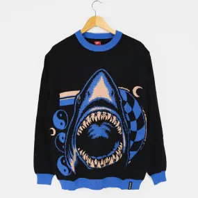 Santa Cruz - Shark Trip Knitted Crewneck Jumper - Black / Blue