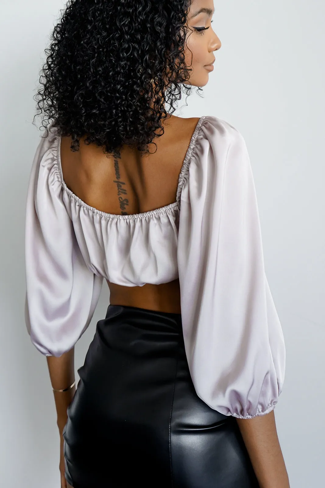 Satin Self-Tie Crop Top