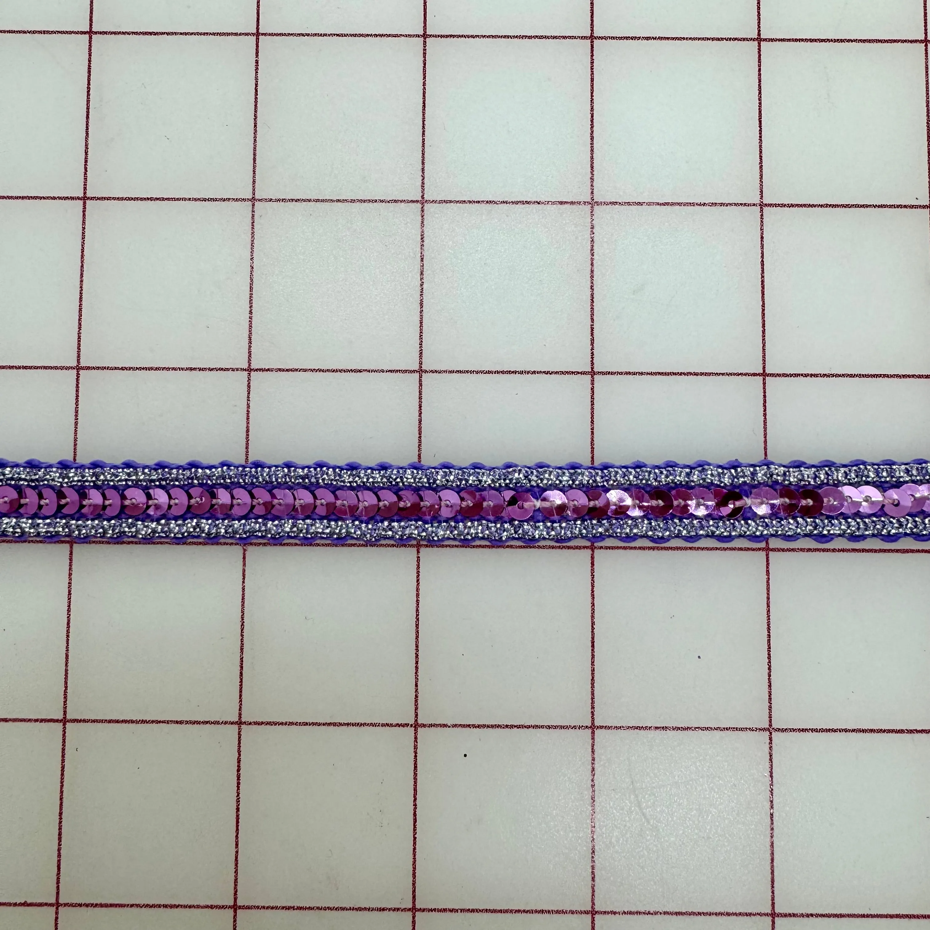 Sequin Trim - 1/2-inch Lilac and Silver