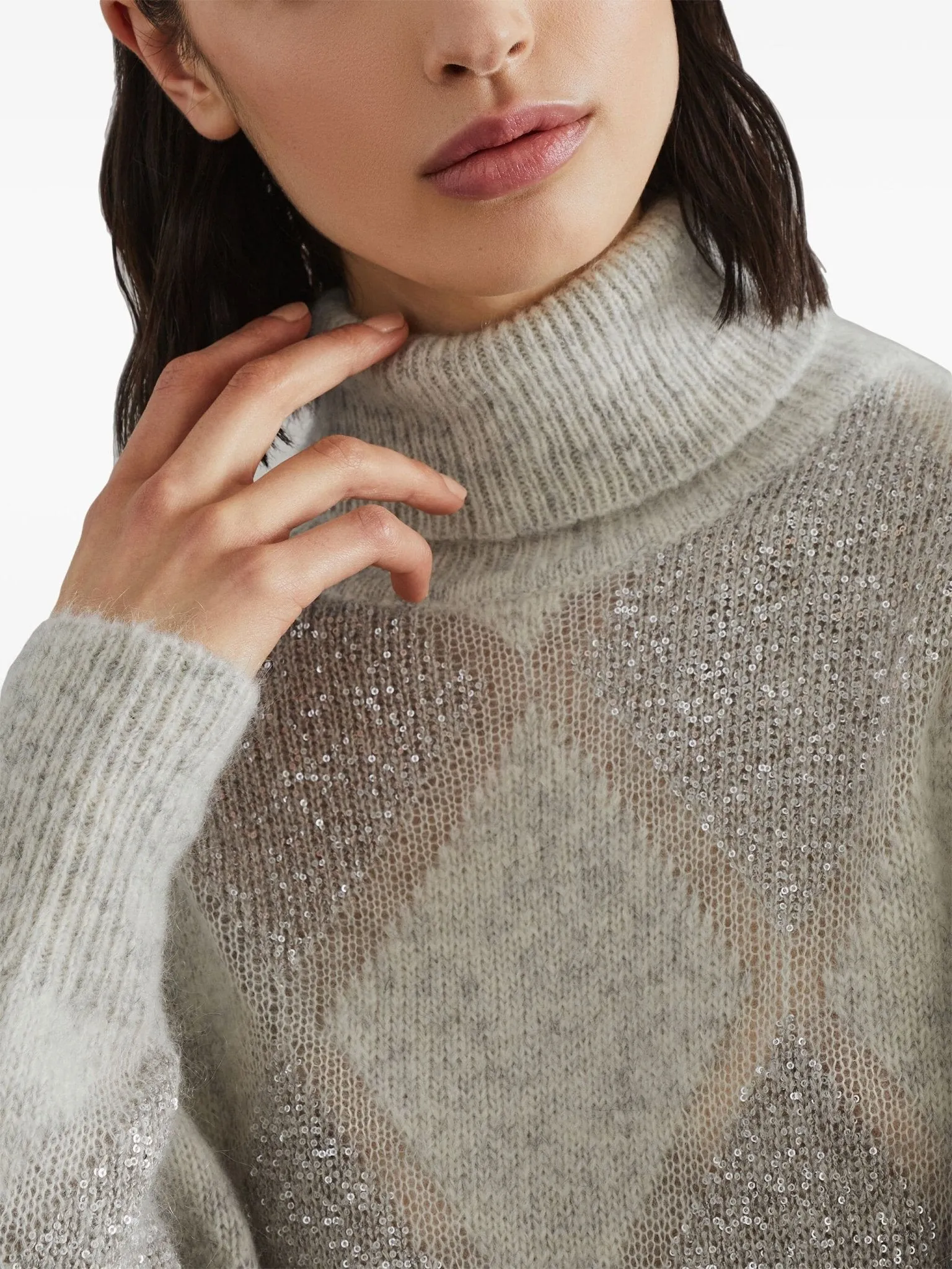 sequined roll-neck jumper