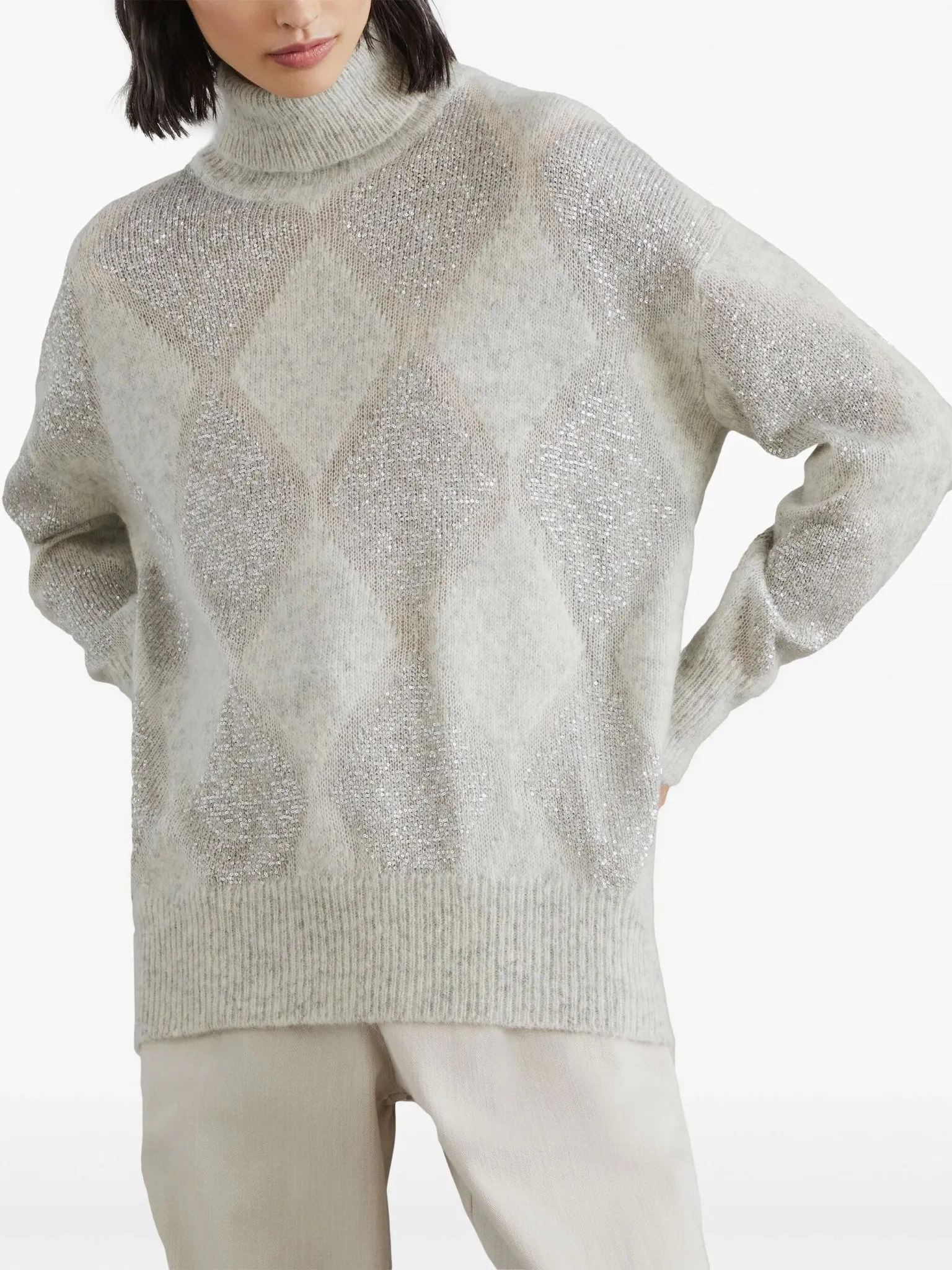 sequined roll-neck jumper