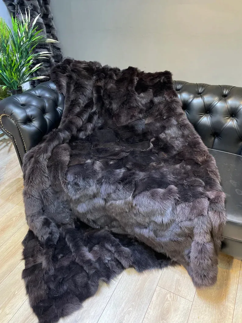 Sheepskin Fur Throw Shaggy Sheepskin Blanket, Natural Handmade Sofa fur Throw