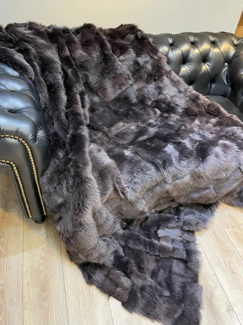 Sheepskin Fur Throw Shaggy Sheepskin Blanket, Natural Handmade Sofa fur Throw