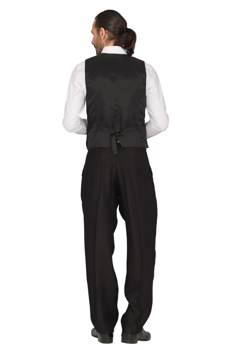 Shiny Black Linen Tango Vest (42,44)