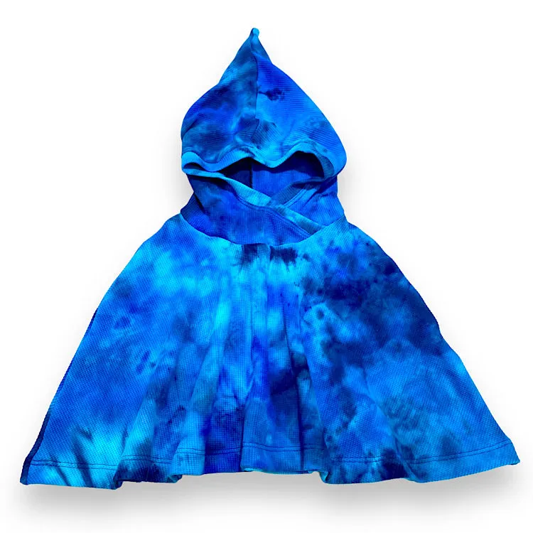 Size Small (12m-3y) Winter Poncho - Blue ICE_DYED