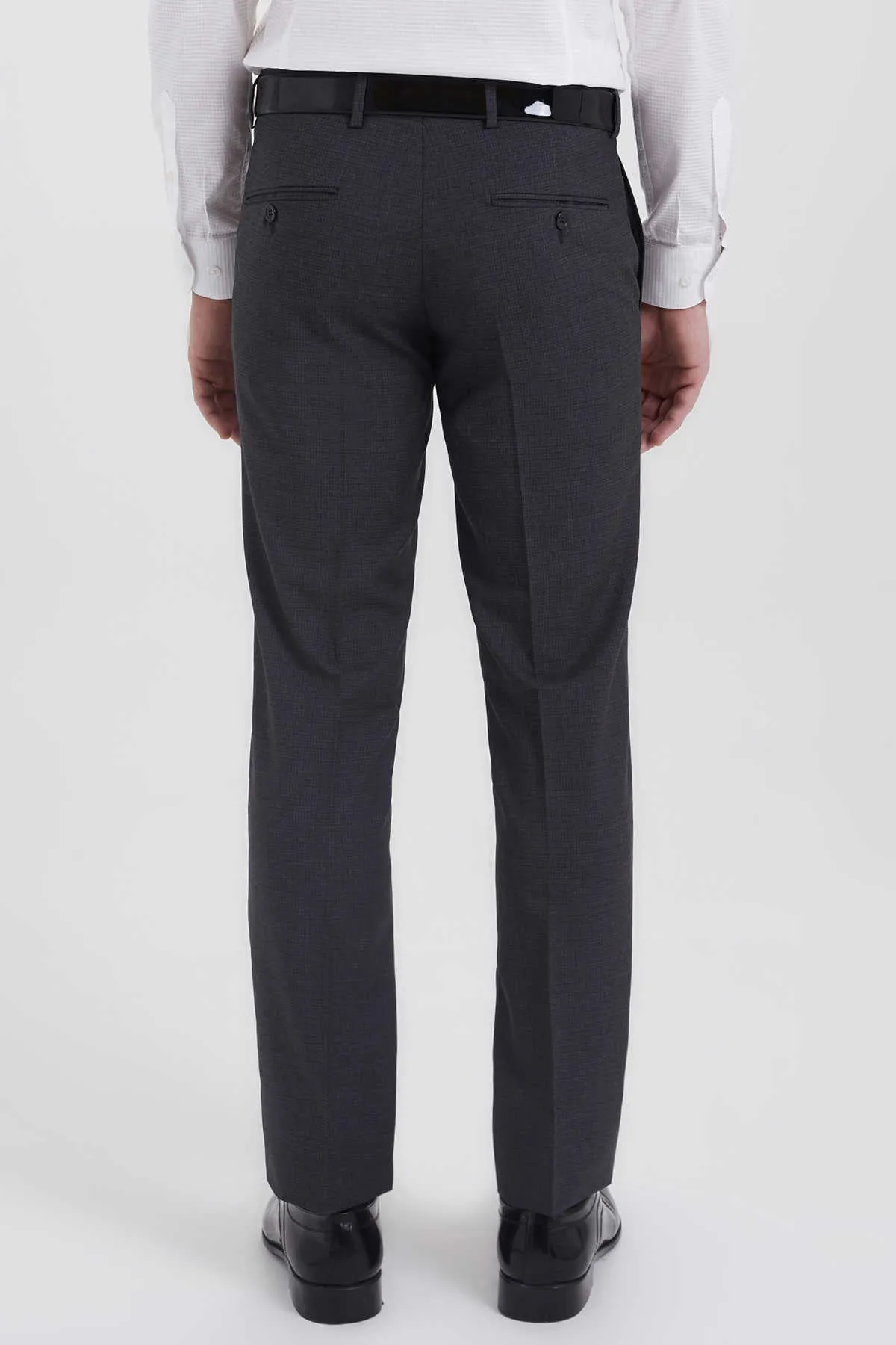 Slim Fit Dark Gray Side Pocket Low Waist Wool Dress Pants