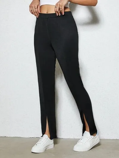 Slit Elastic Waist Pants