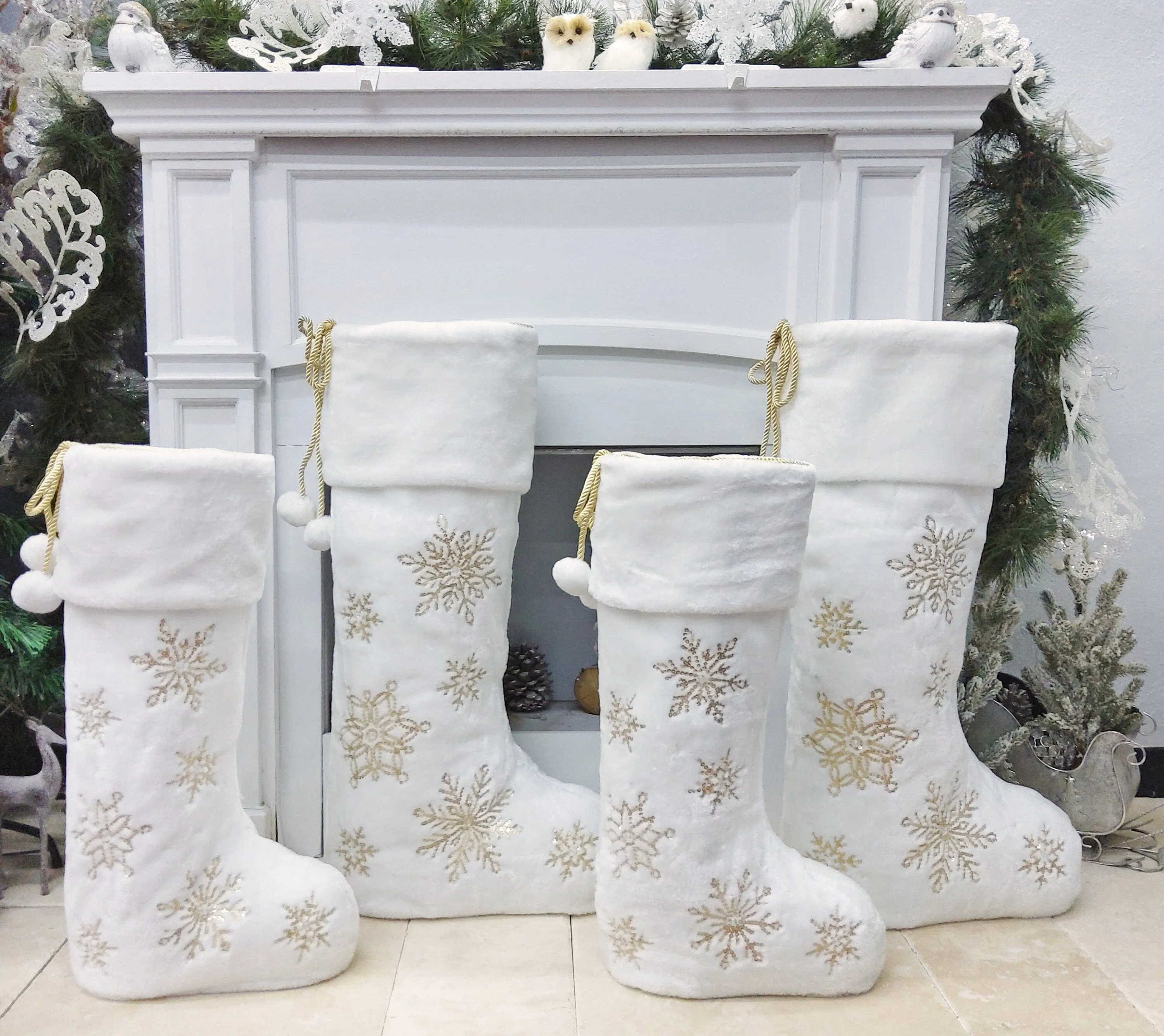 Snowy Days with LED Lights Hanging and Standing Stocking