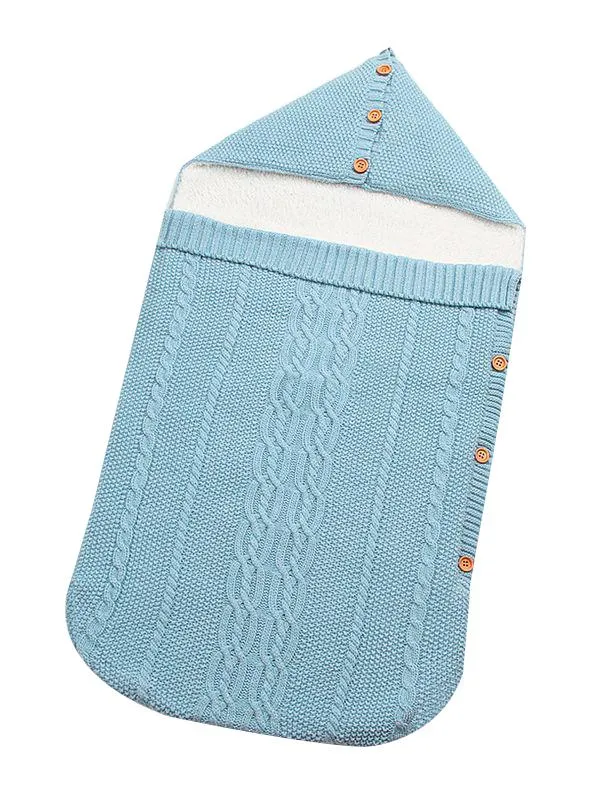 Solid Color Fleece Lined Knitted Sleeping Bag