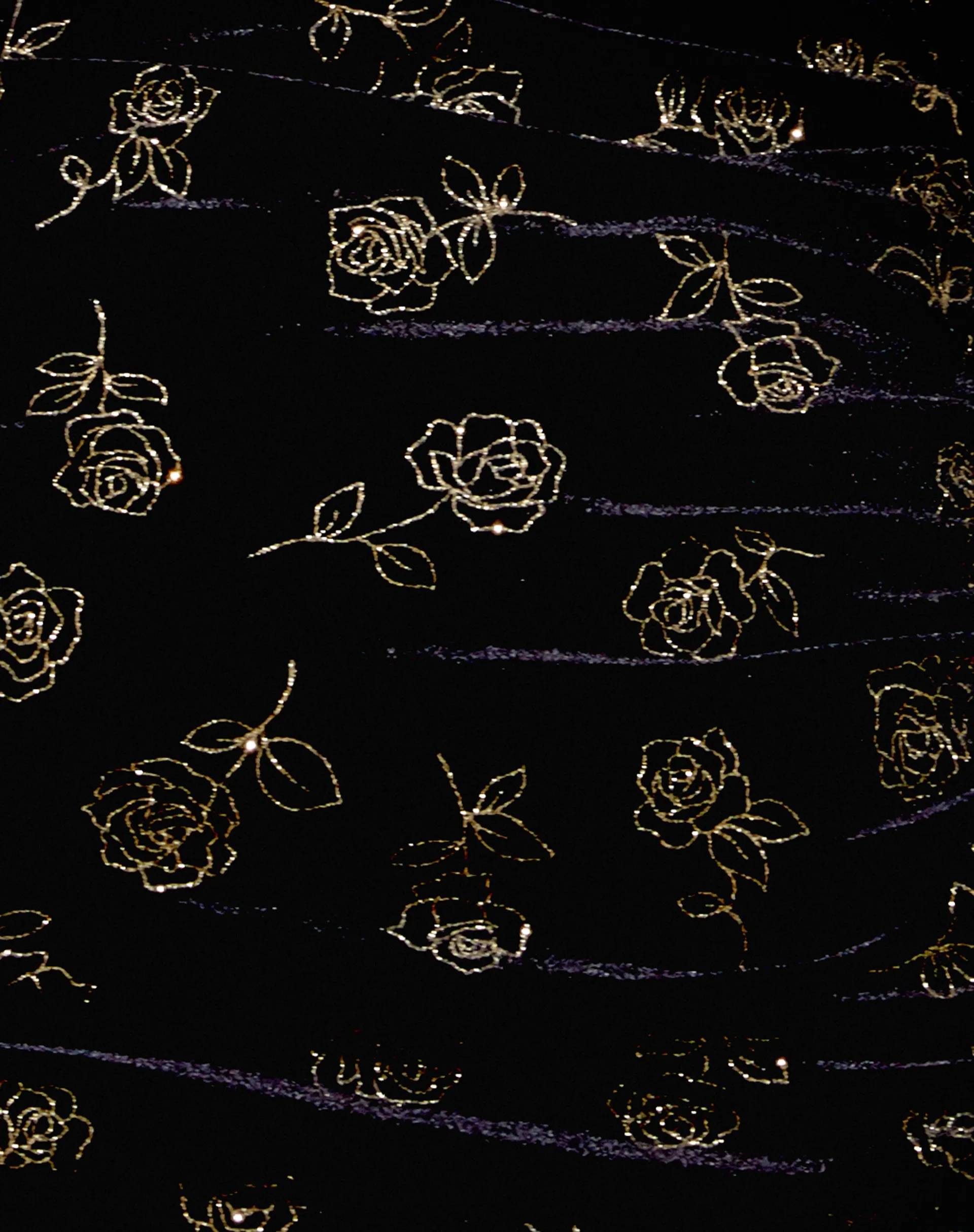 Somery Mini Skirt in Black and Gold Rose Stamp