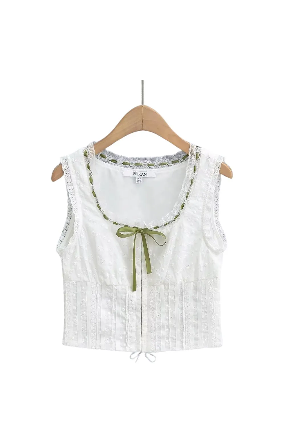 ‘Sophia’  Vintage Chic Lace-Trimmed Crop Vest Top