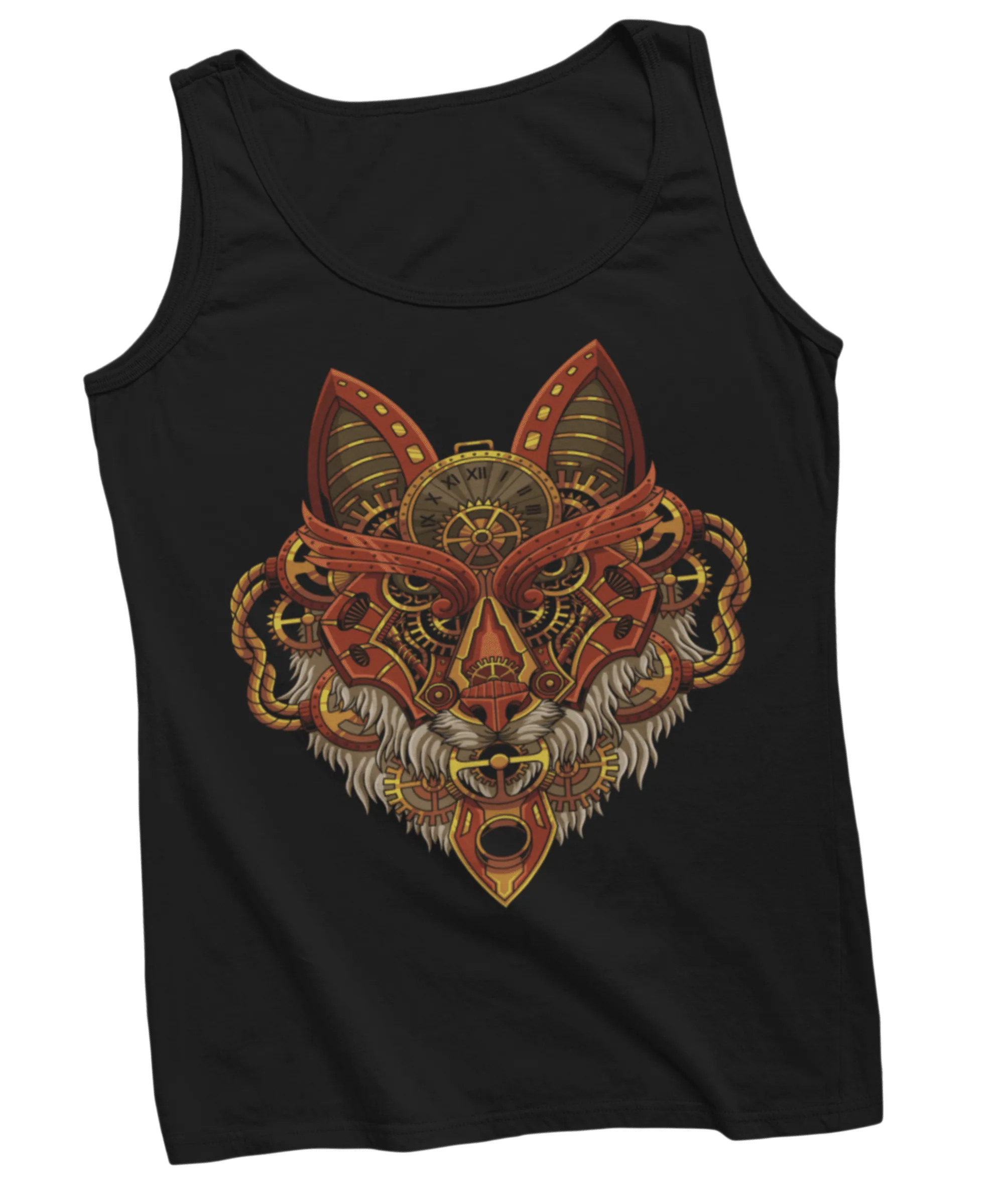 Steampunk Wolf Tattoo Design Adult Womens Vest Top