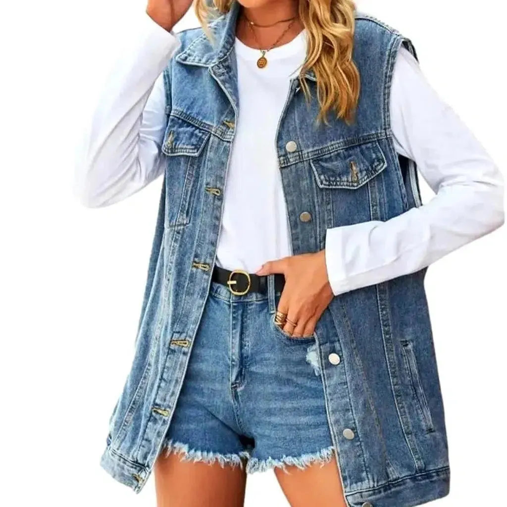 Stonewashed 90s jeans vest
 for women