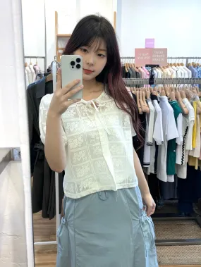 Summer Lace Puff-sleeve Top