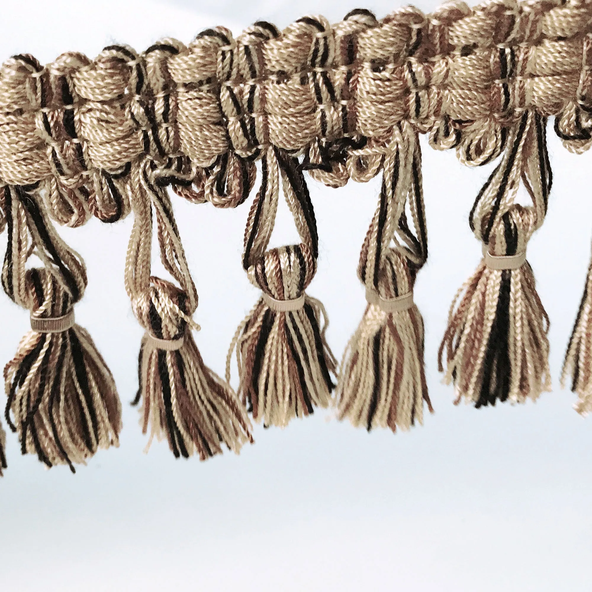 Tan and Black High Quality Decorative Tassel Trim by the yard