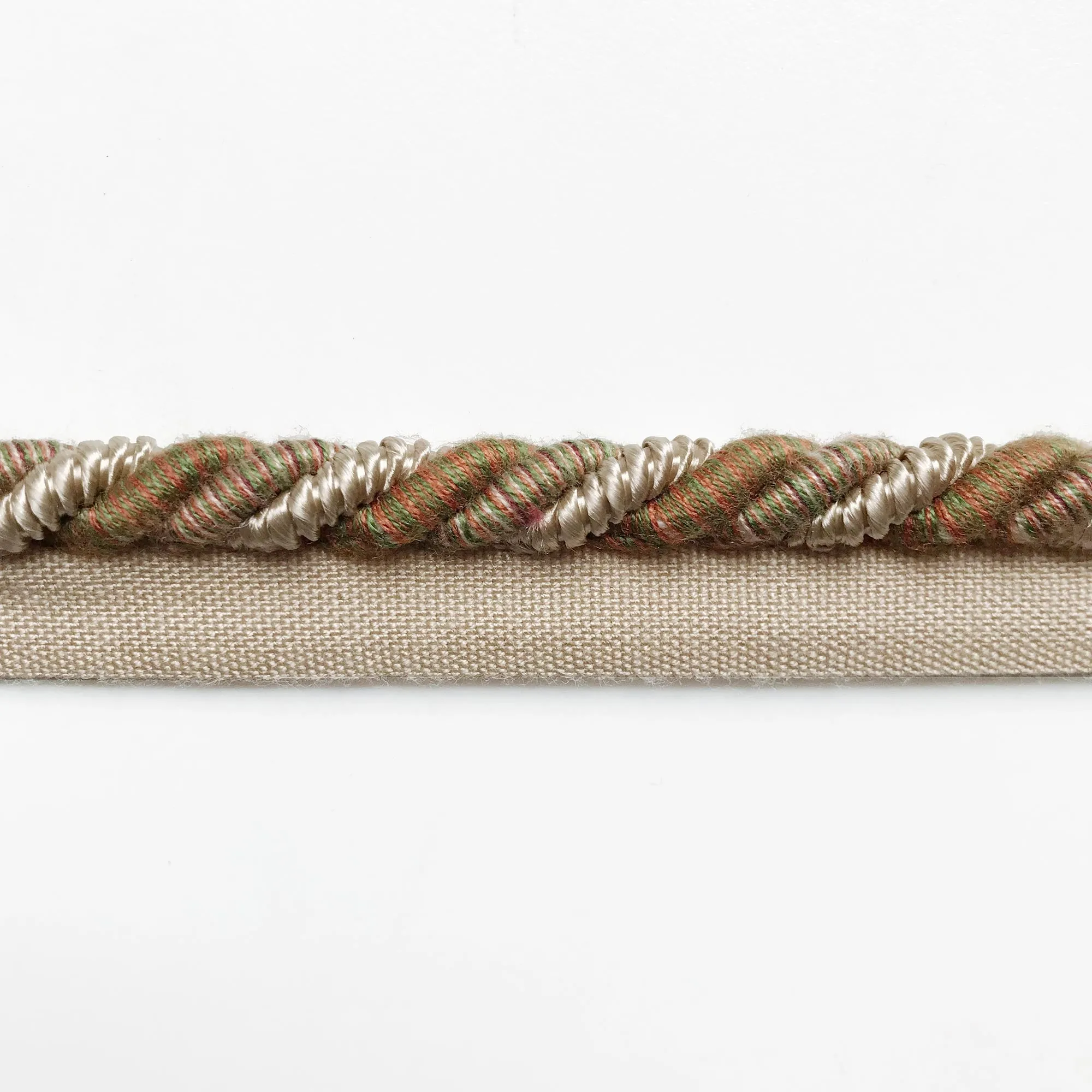 Tan and Green High Quality Decorative Lip Cord Trim by the yard