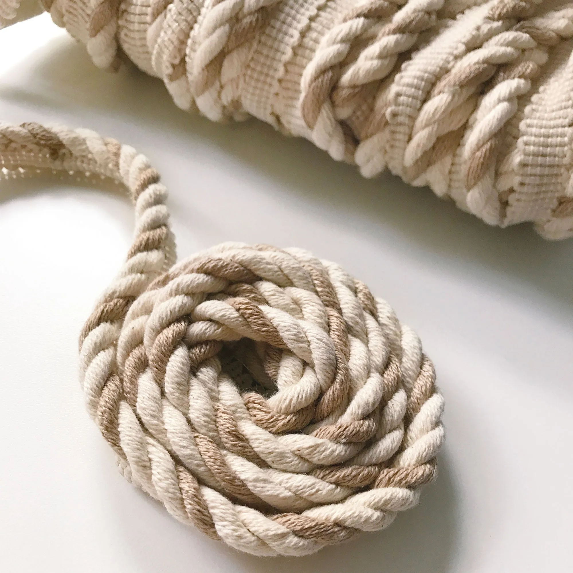 Tan and Ivory High Quality Decorative Lip Cord Trim by the yard