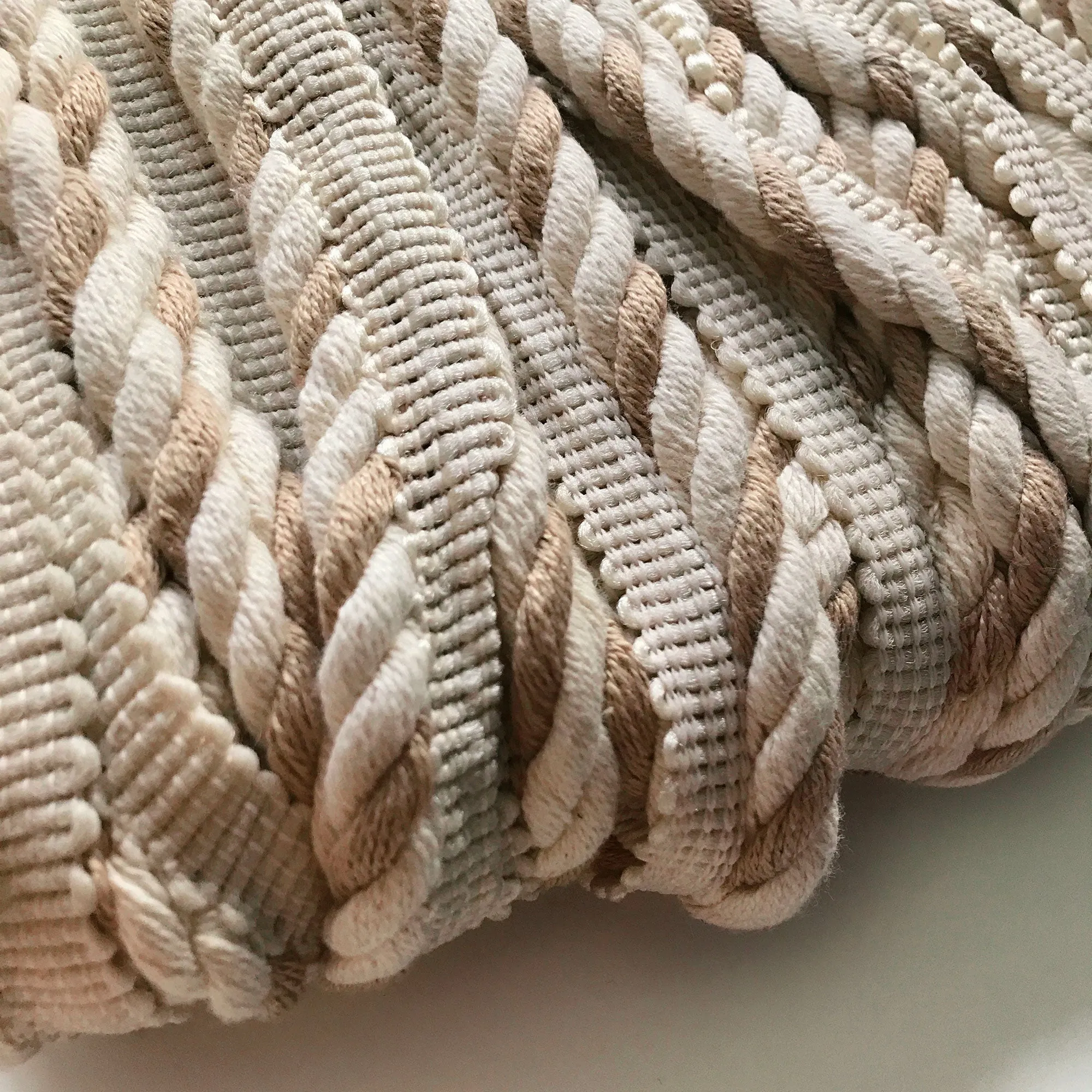 Tan and Ivory High Quality Decorative Lip Cord Trim by the yard