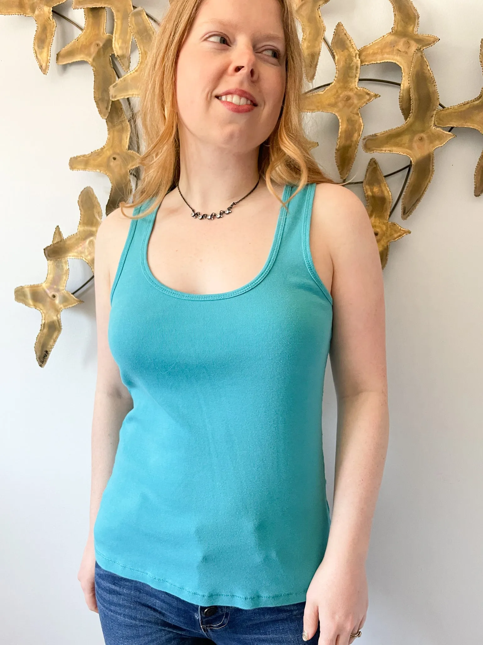 Teal Cotton Tank Top - Small/Large