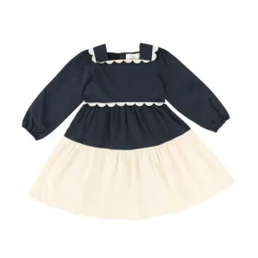 THE MIDDLE DAUGHTER BLACK IVORY SCALLOP TRIM DRESS [Final Sale]