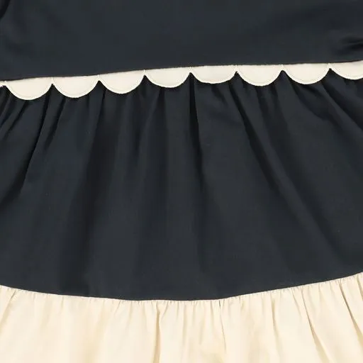 THE MIDDLE DAUGHTER BLACK IVORY SCALLOP TRIM DRESS [Final Sale]