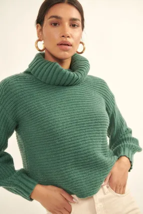 Tranquil Grove Long Sleeve Turtleneck Sweater - Green