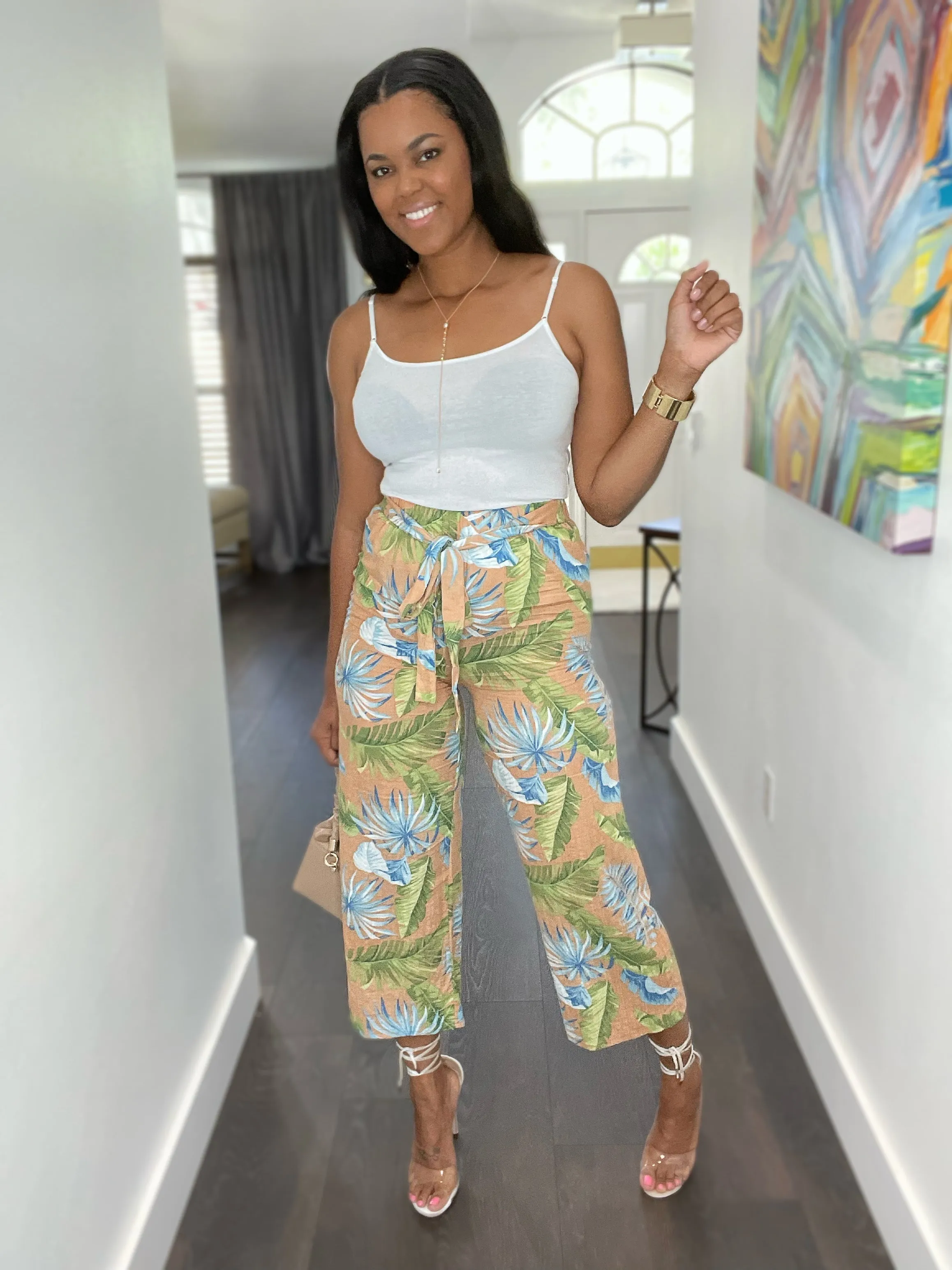 Tropical Print Capri Pants