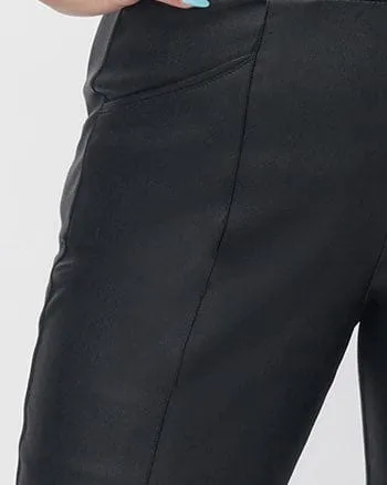 Unique Vintage Black Leatherette High Waist Pintuck Pants | Black