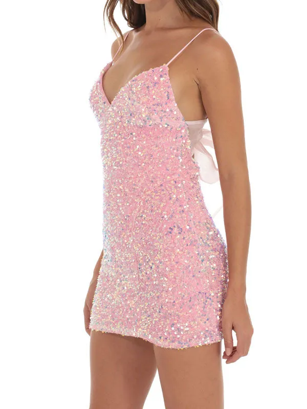 V neck sequin bodycon dress