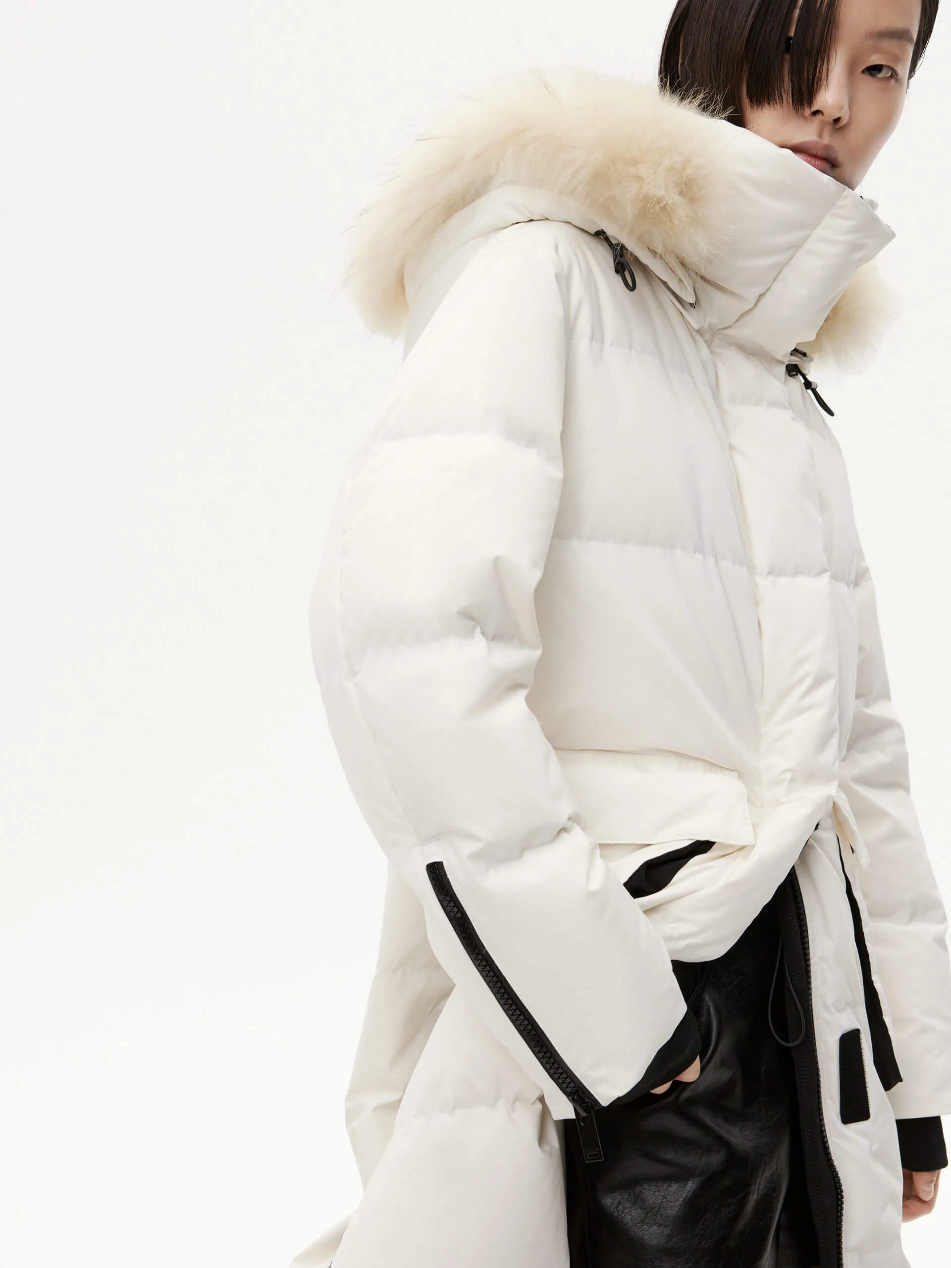 Velcro Detail Down Puffer Coat