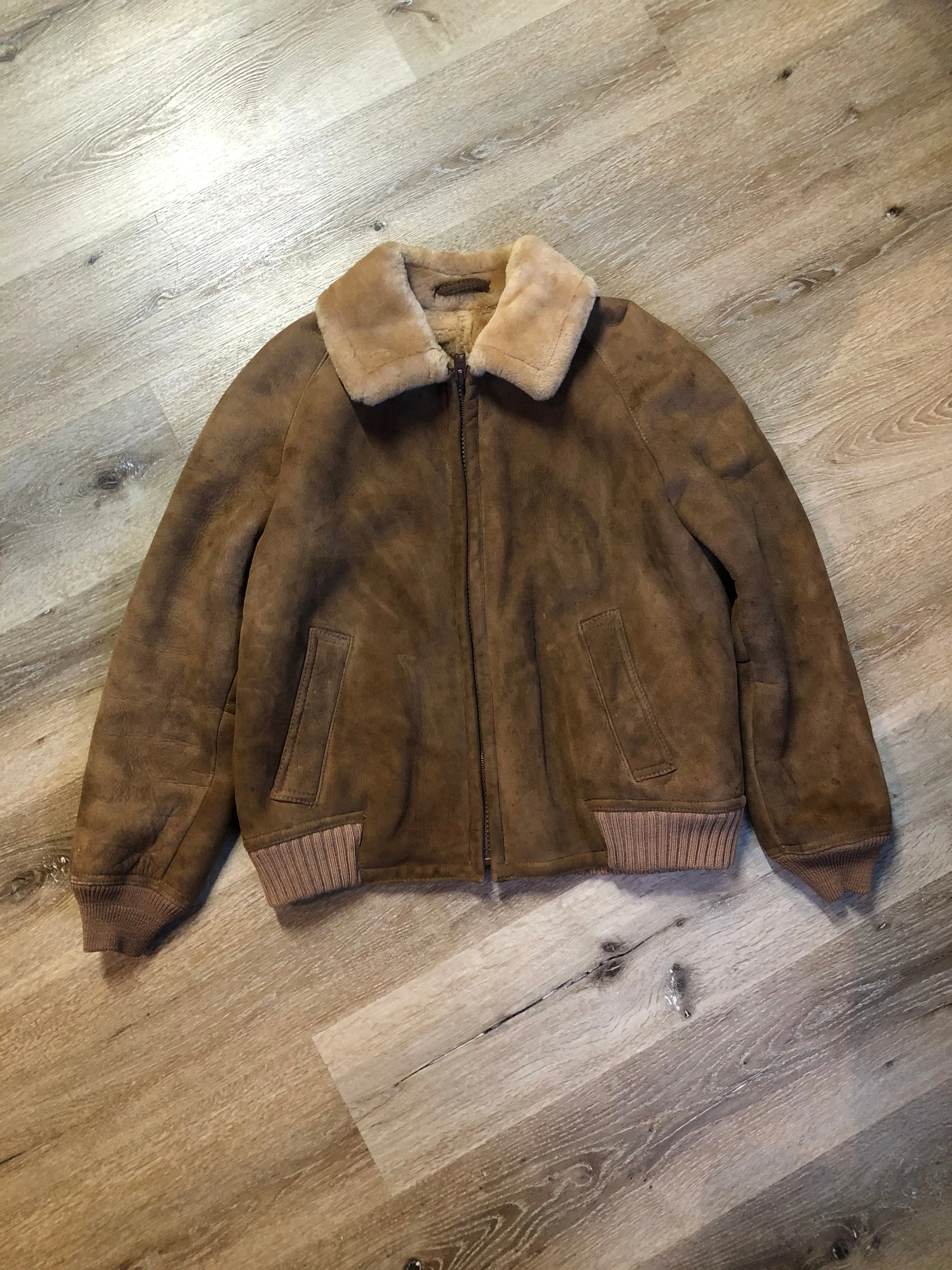 Vintage Sawyer of Napa Shearling Bomber Jacket, Made in USA