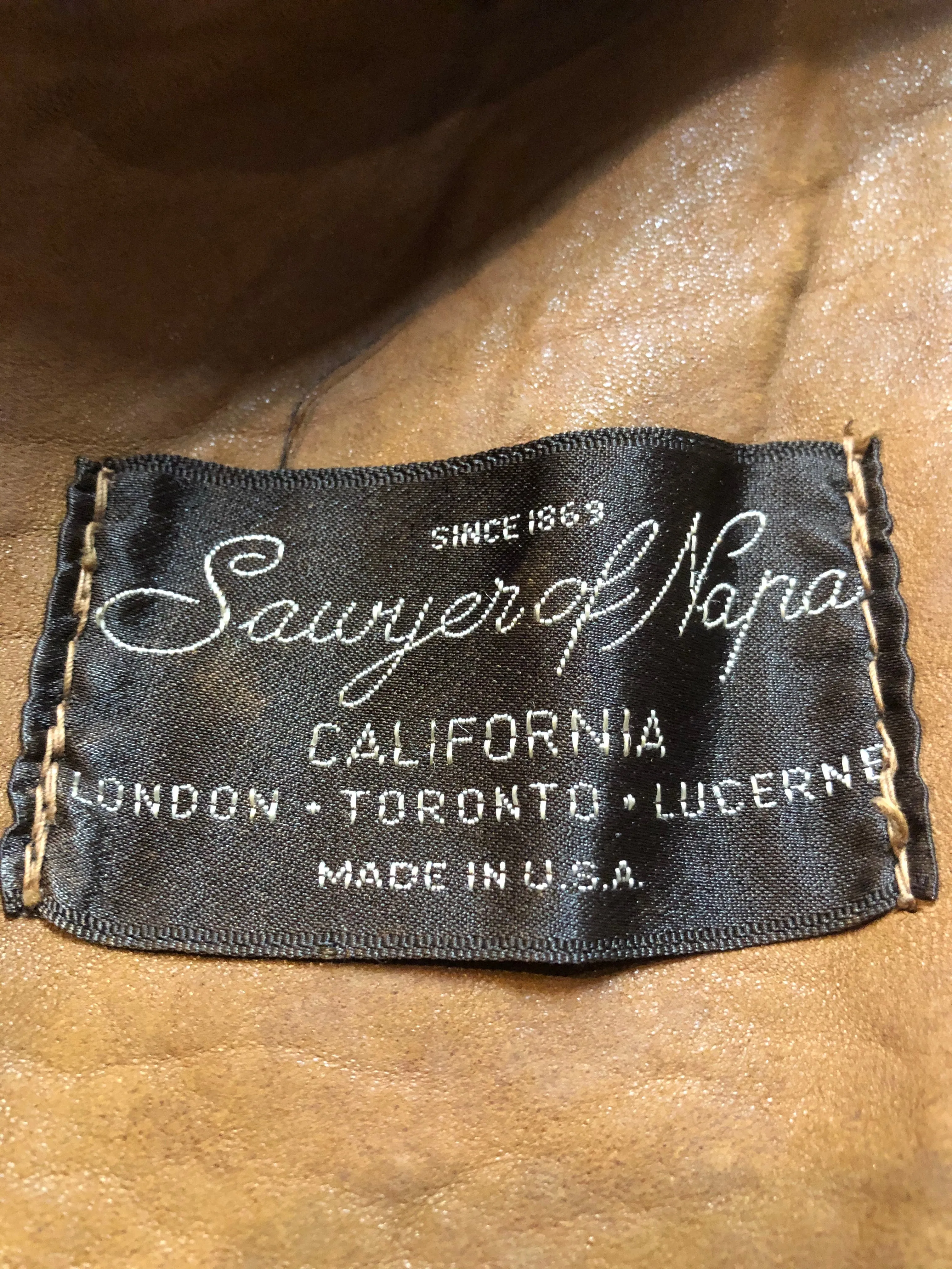 Vintage Sawyer of Napa Shearling Bomber Jacket, Made in USA