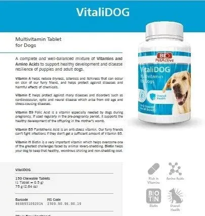 Vitalidog Multivitamin 150 Tablet Dog Vitamin