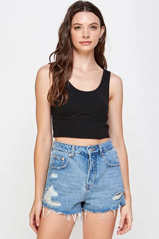 Wave Panel Ribbed Crop Top