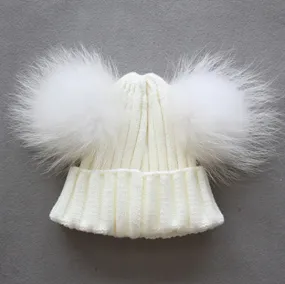 White Double Pomkin Fur Hat