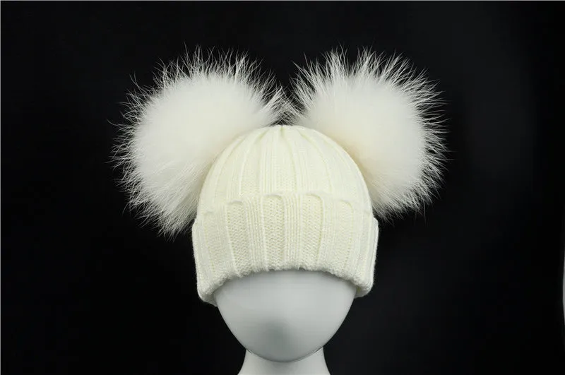 White Double Pomkin Fur Hat