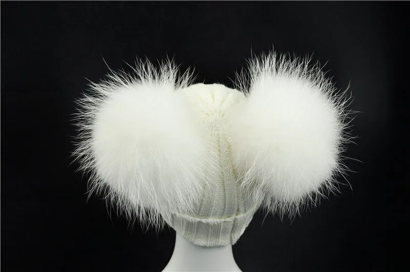 White Double Pomkin Fur Hat