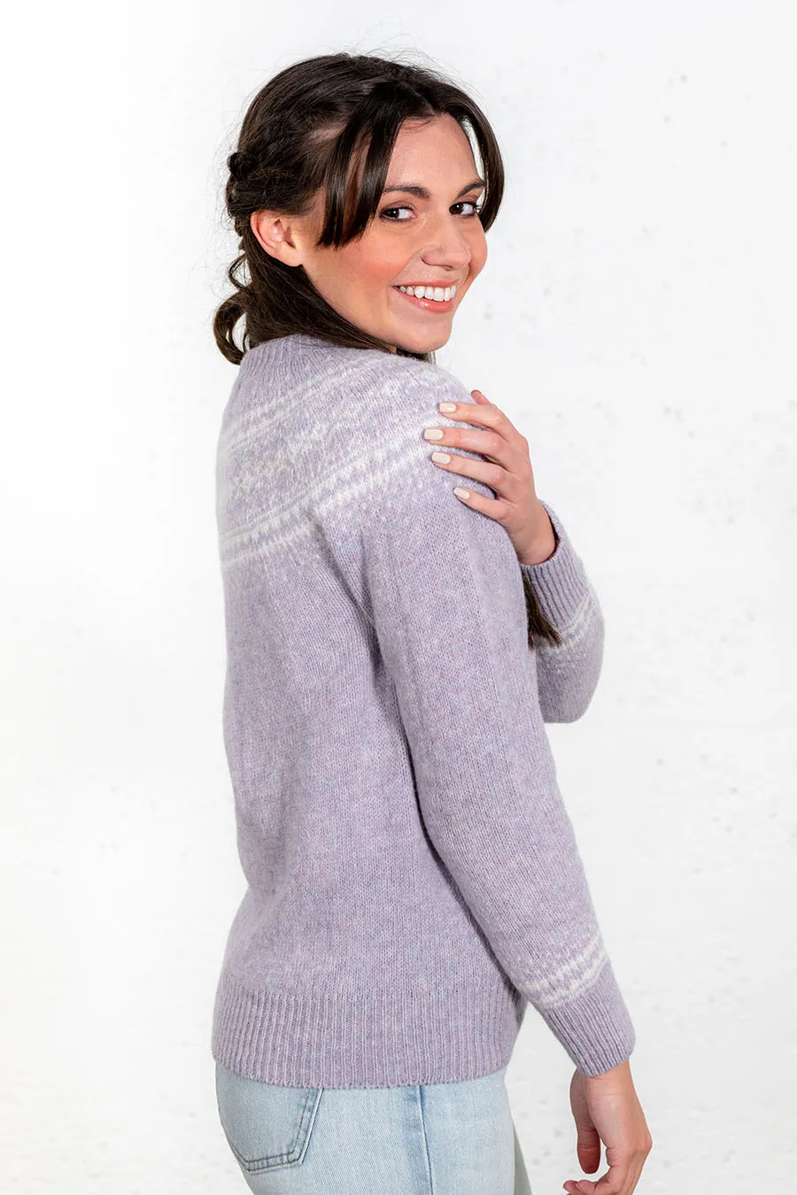 Womens Aviemore Yoke Fair Isle Jumper - lilac