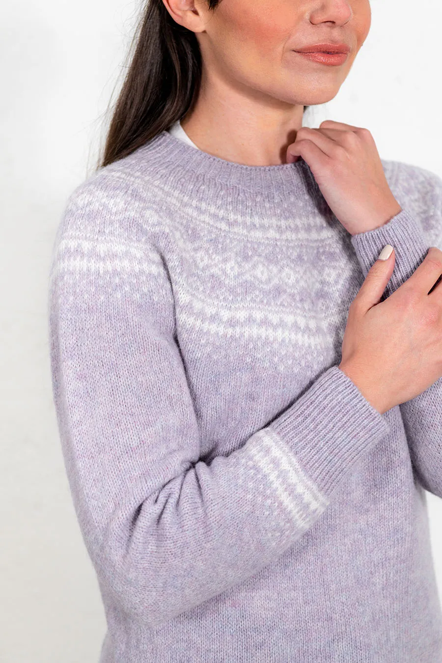 Womens Aviemore Yoke Fair Isle Jumper - lilac