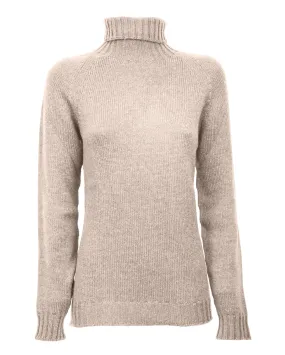 Women's Cashmere Raglan Sleeve Turtleneck Sweater Beige