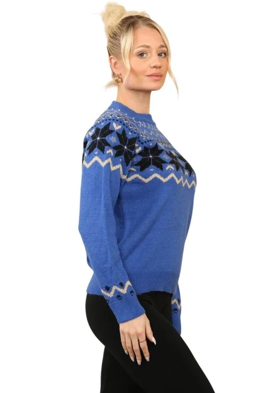 Women’s Cosy Nordic Fair Isle Blue Jumper