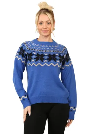 Women’s Cosy Nordic Fair Isle Blue Jumper