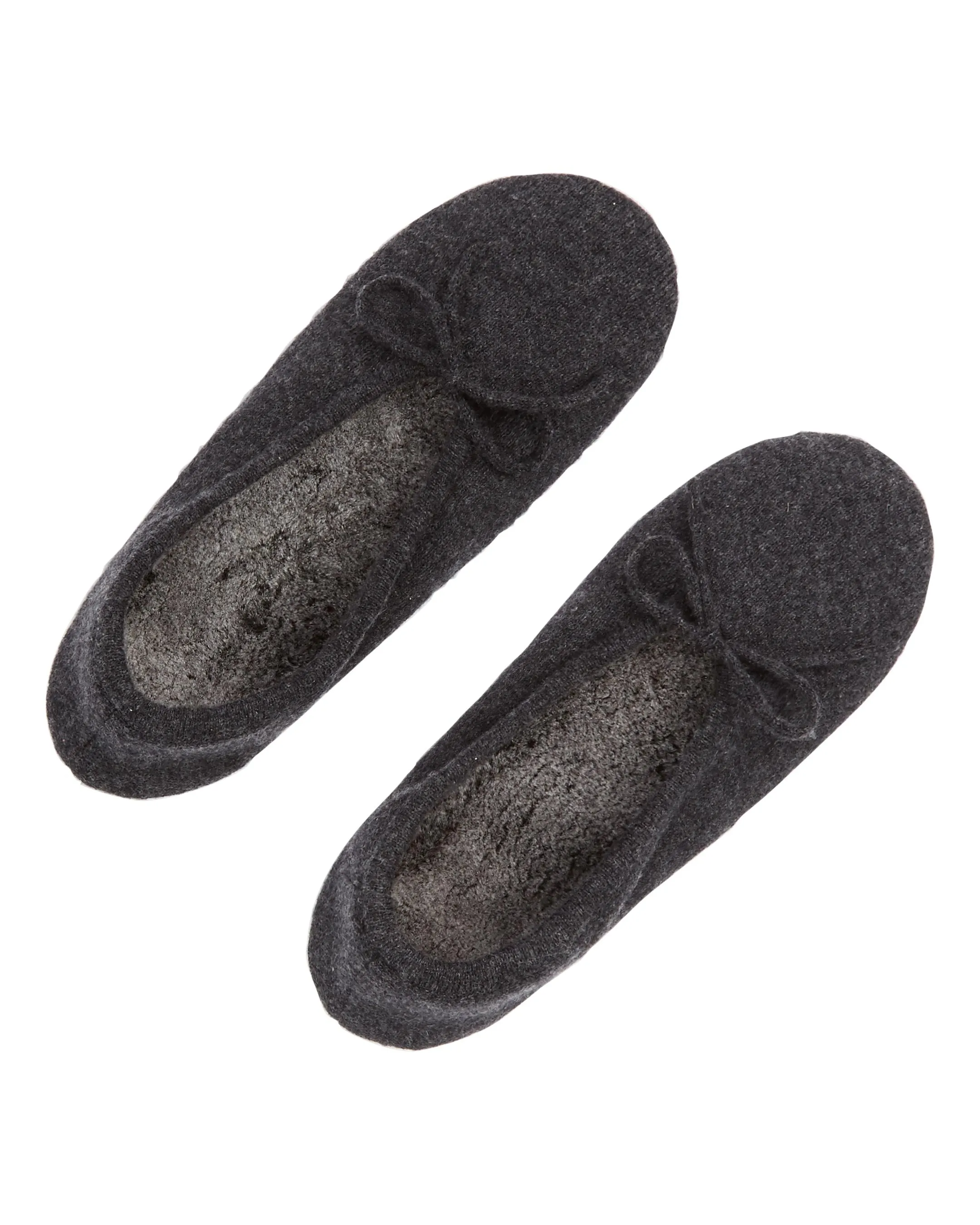 Women's Fur Lined Cashmere Slippers Dark Charcoal Grey